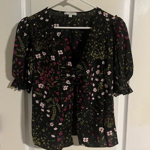 Joie, large, black/floral blouse